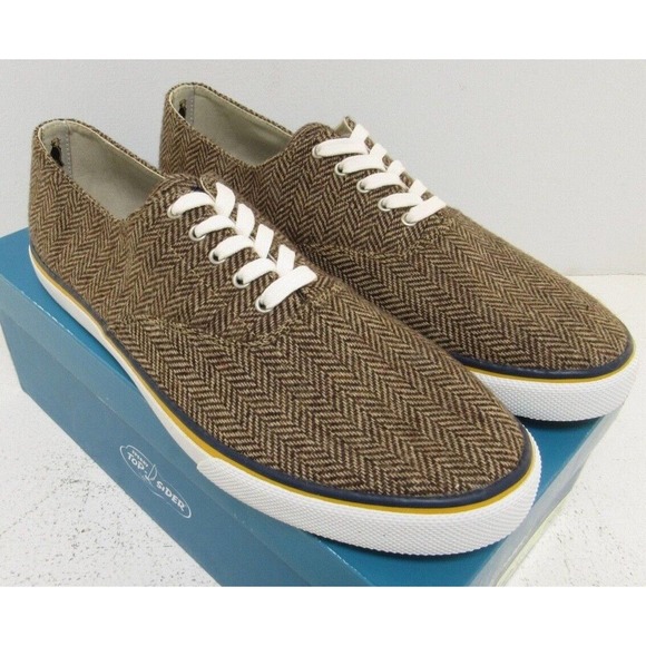 Men Sperry Top-Sider Cloud CVO Rowing Blazer Brown Herringbone Tweed Sneaker NWT - Picture 1 of 6
